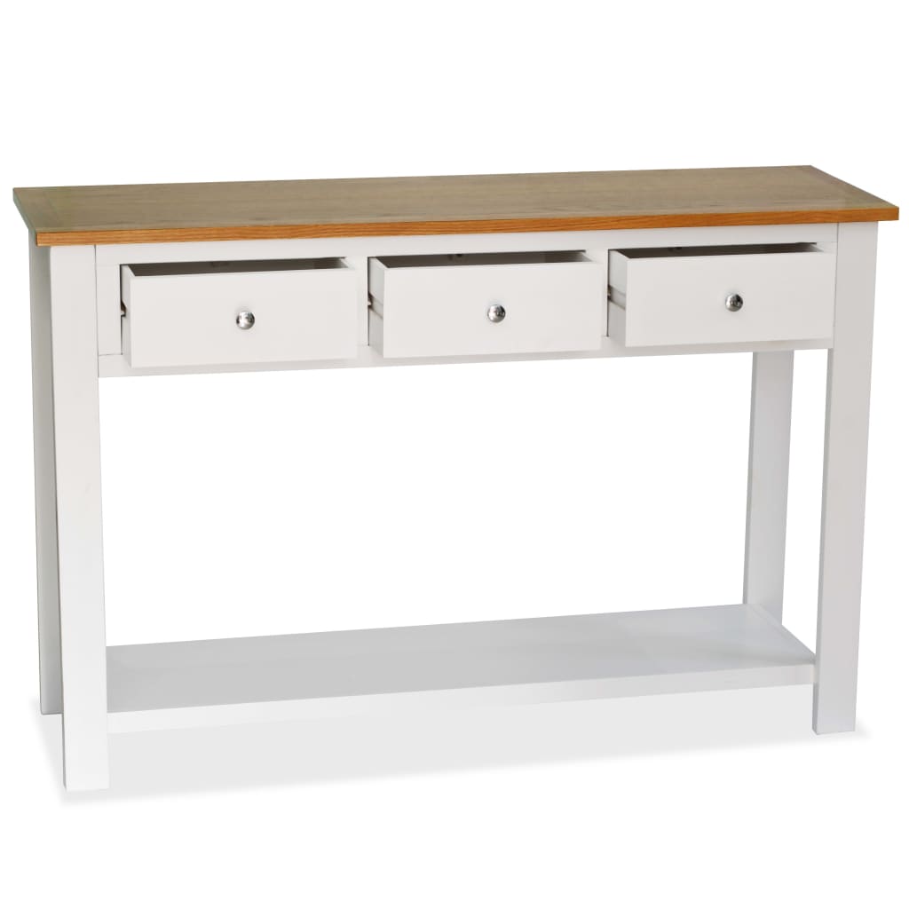 Mesa Consola De Madera De Roble Maciza 118x35x77 Cm_0