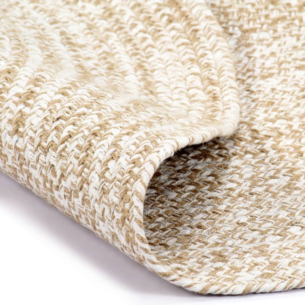 Vidaxl Alfombra De Yute Tejida A Mano Blanco Y Natural 90 Cm_1