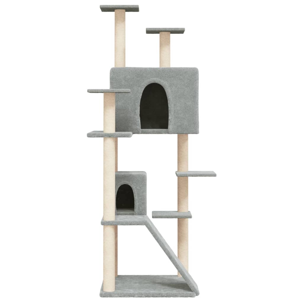 Rascador Para Gatos Con Postes De Sisal Gris Claro 153 Cm_2