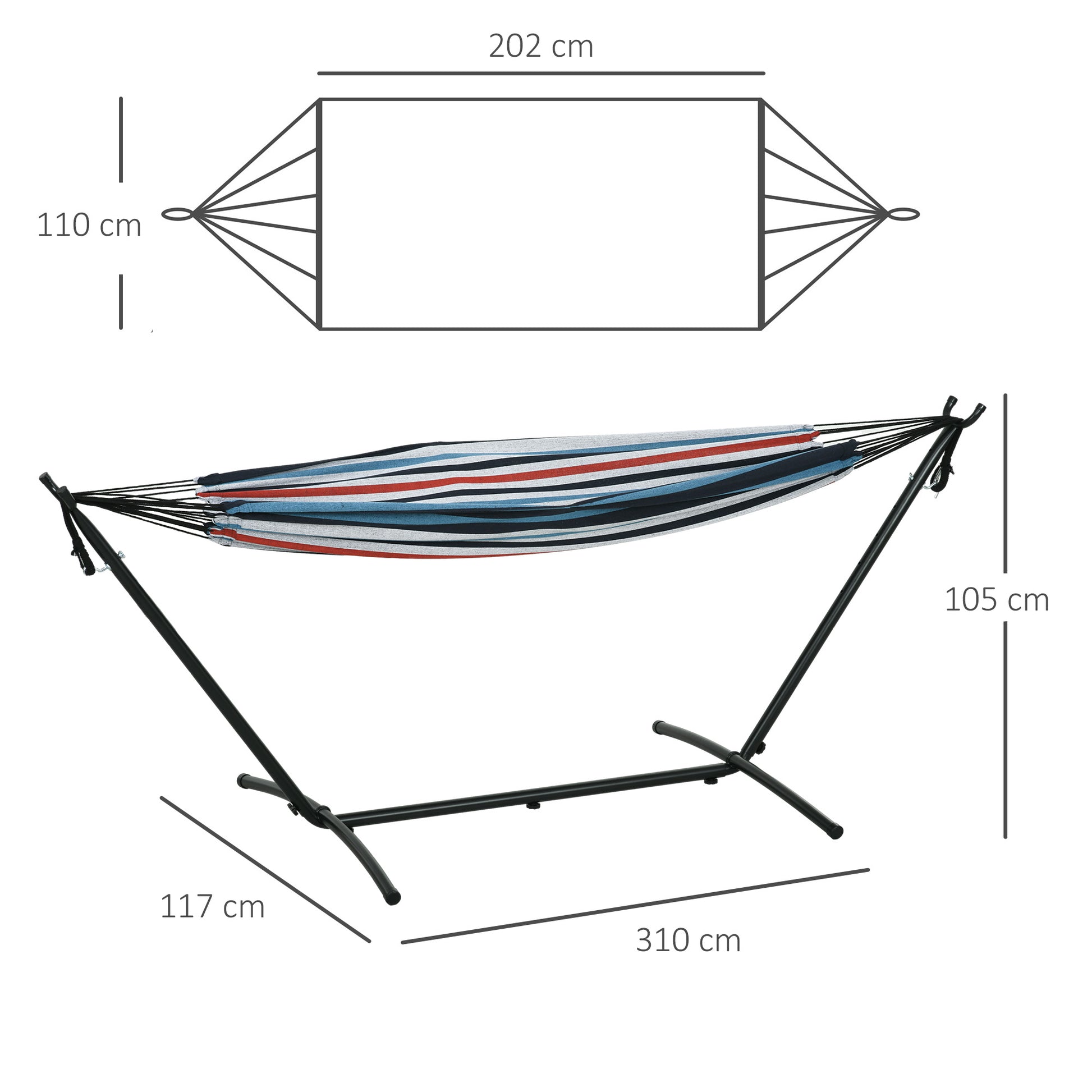 Outsunny Hamaca Con Soporte 310x117 Cm Hamaca De Camping Con Bolsa De Transporte_2