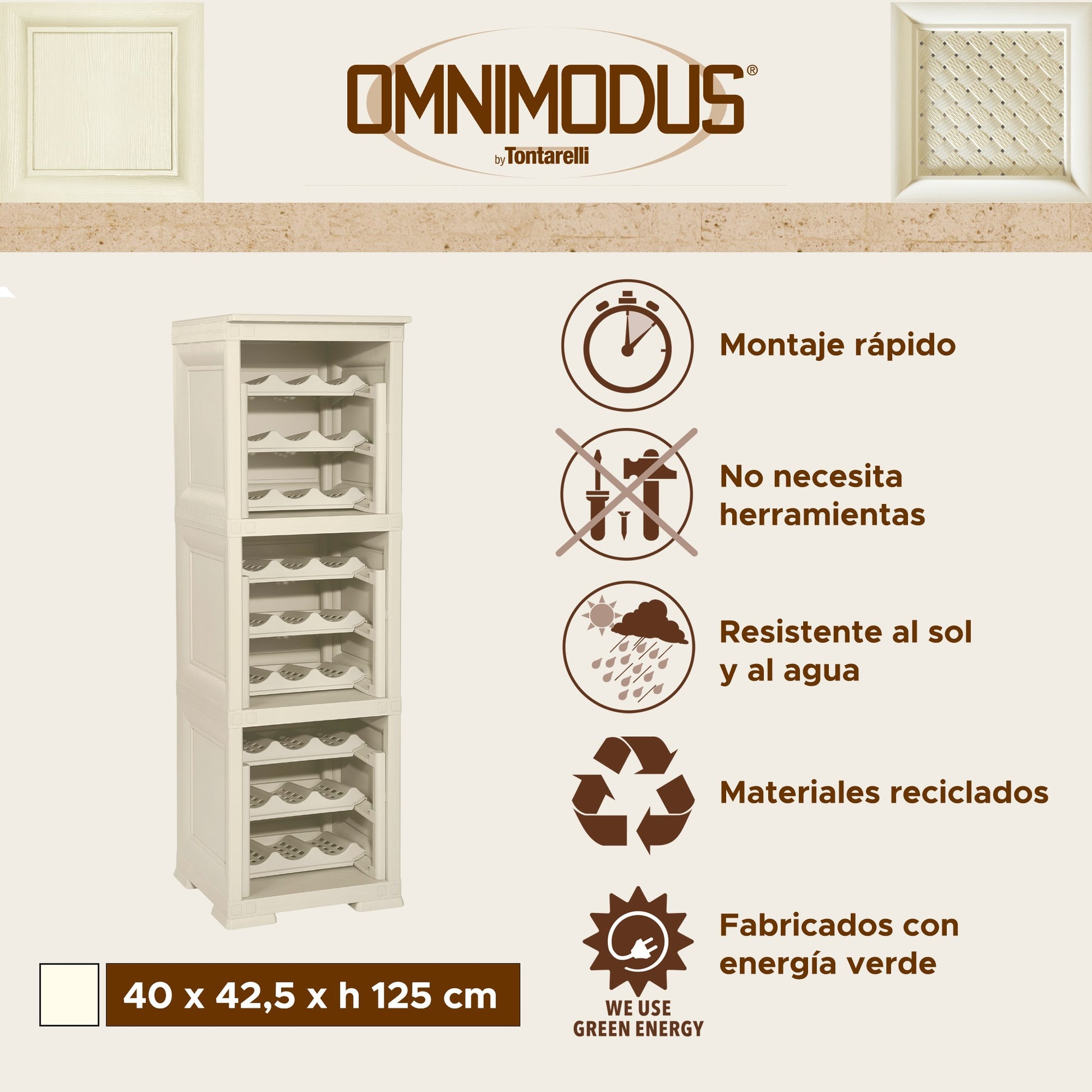 3 Estantería De Almacenamiento Modular Con Estante Para 27 Botellas Gris