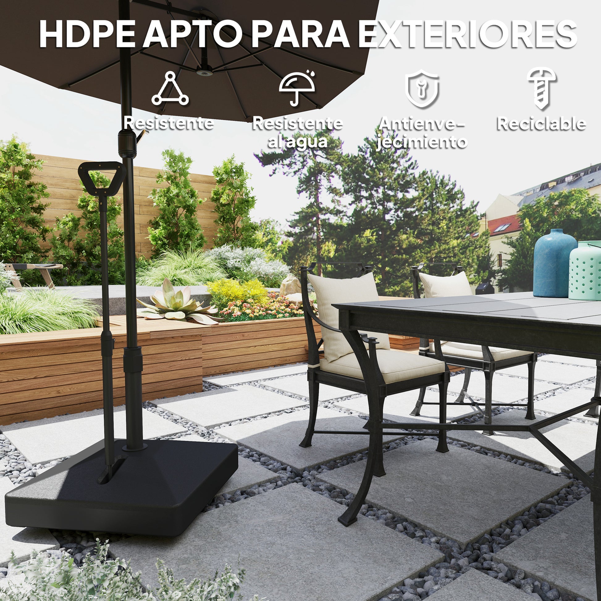 Outsunny Base Para Sombrilla Rellenable Con Agua 45l O Arena 55kg Negro_5