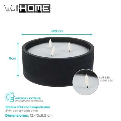Well Home - Pack 3 Velas Led Redondada Negro_1