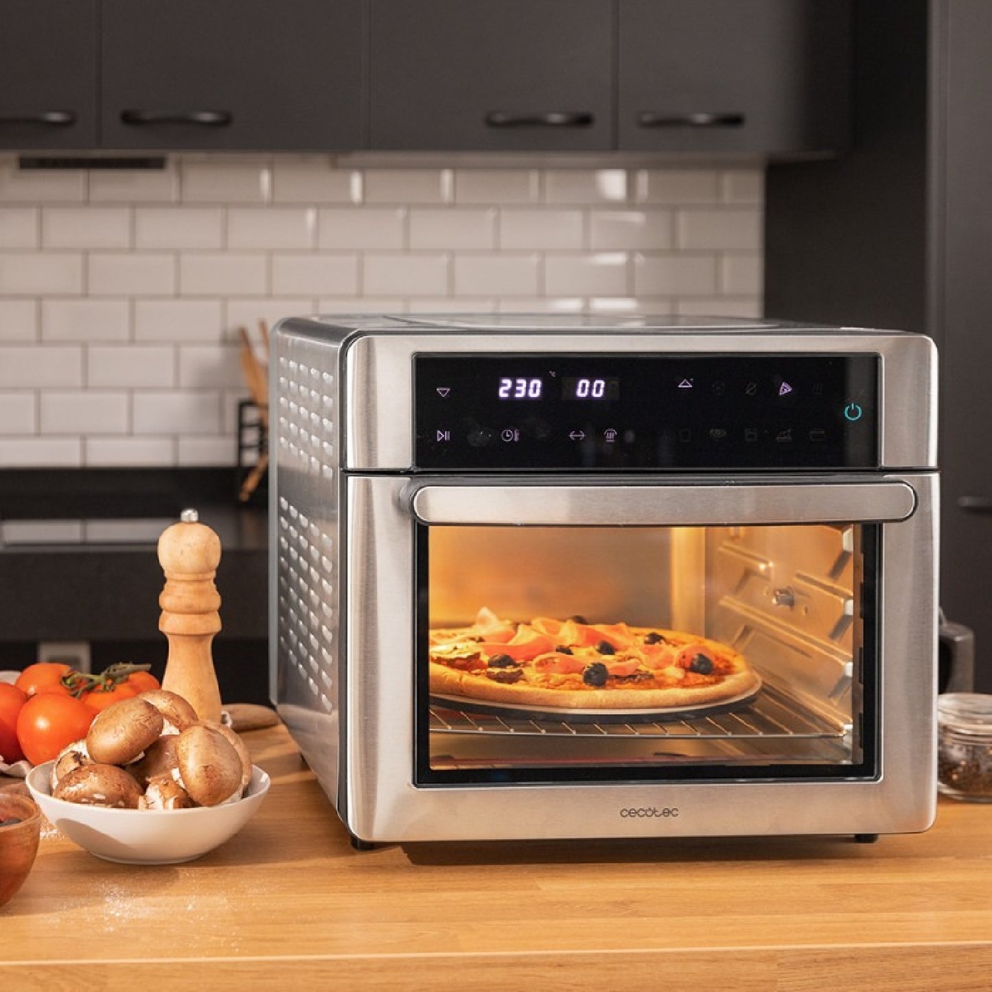 Cecotec Horno Freidora De Aire Caliente Bake&fry 2500 Touch Steel. 1600 W 25 Litros Convección Pantalla Táctil 9 Funcion_1