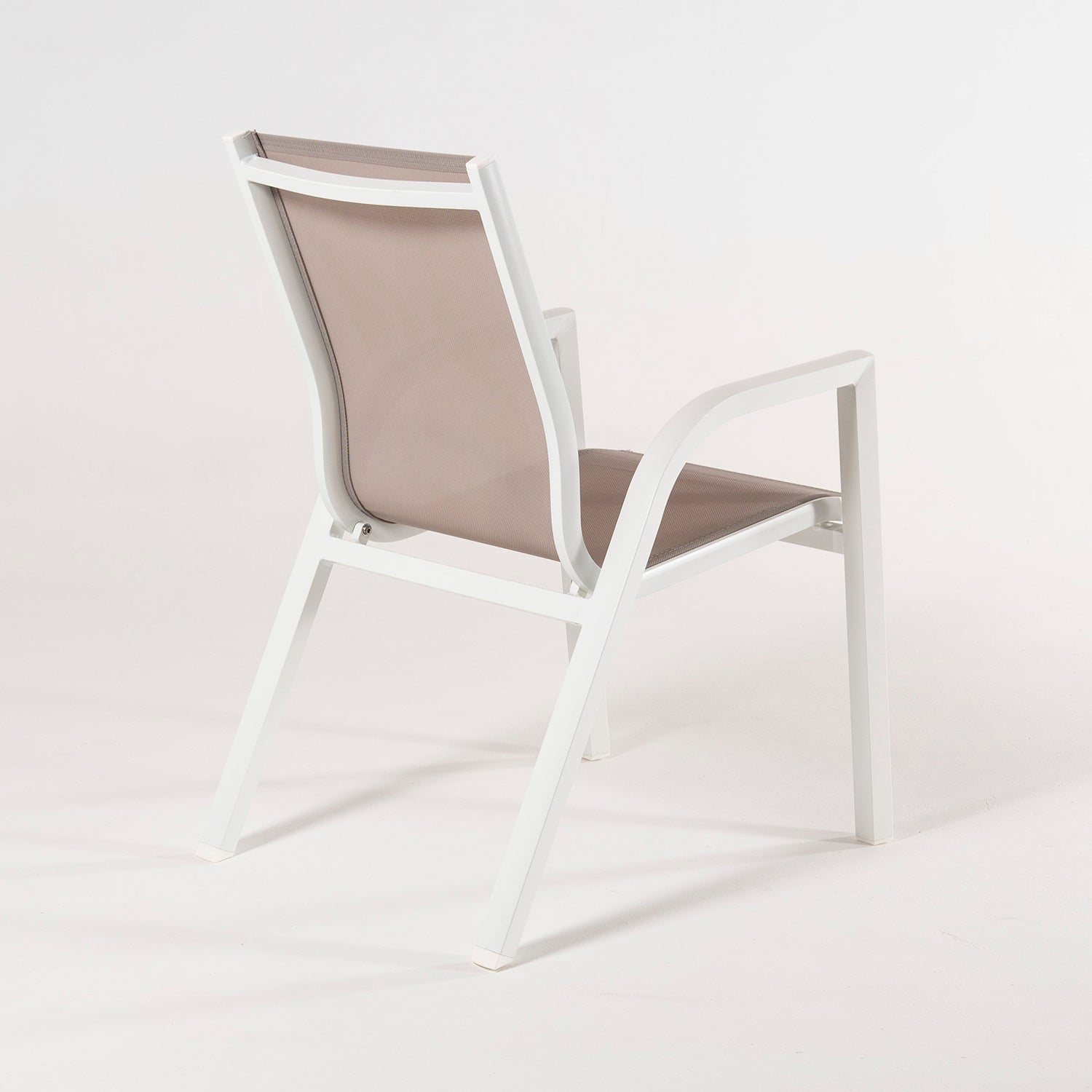 Sillón De Exterior Apilable, Tamaño: 56x66x90 Cm, Aluminio Doble Reforzado Color Blanco, Textilene Color Taupé_3