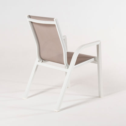 Sillón De Exterior Apilable, Tamaño: 56x66x90 Cm, Aluminio Doble Reforzado Color Blanco, Textilene Color Taupé_3