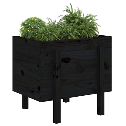 Jardinera De Madera Maciza De Pino Negro 62x50x57 Cm_2