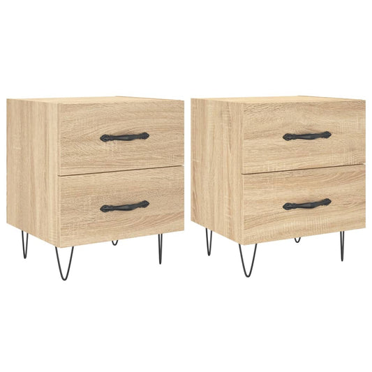 Mesita Noche 2 Uds Madera Ingeniería Roble Sonoma 40x35x47,5 Cm_0