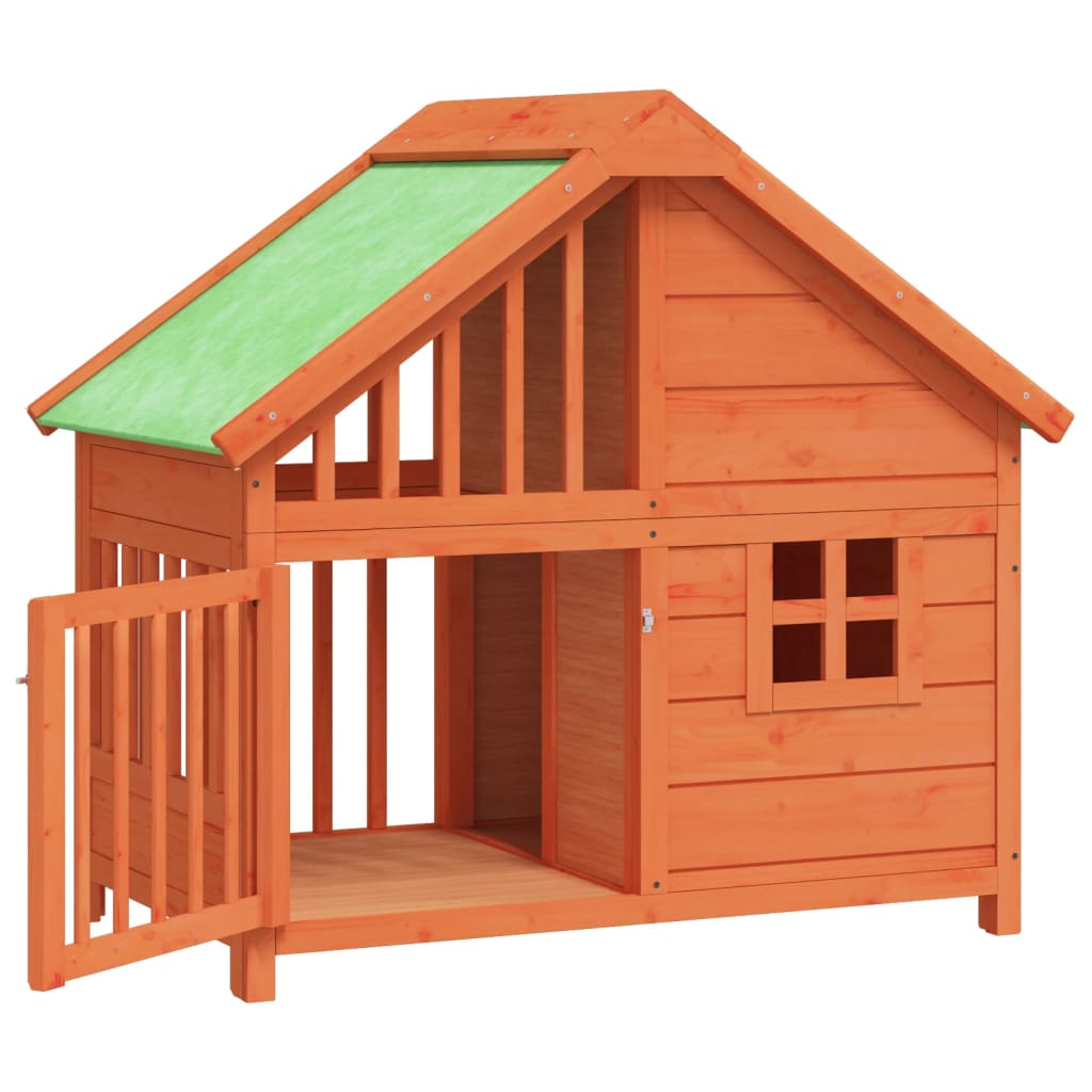 Caseta Para Perros Madera Maciza De Pino Marrón 96x60,5x87 Cm_3