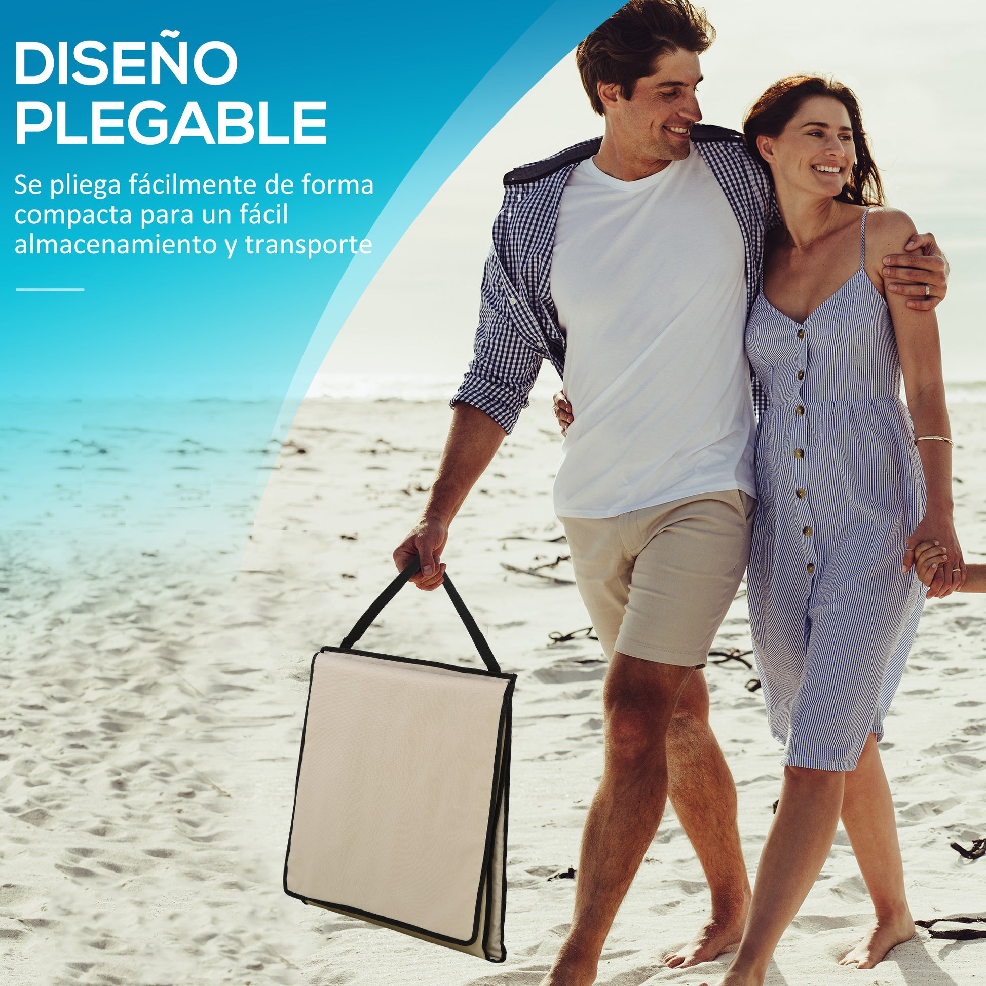 Outsunny Conjunto De 2 Esterillas De Playa Plegable 142x51x40 Cm Beige_5