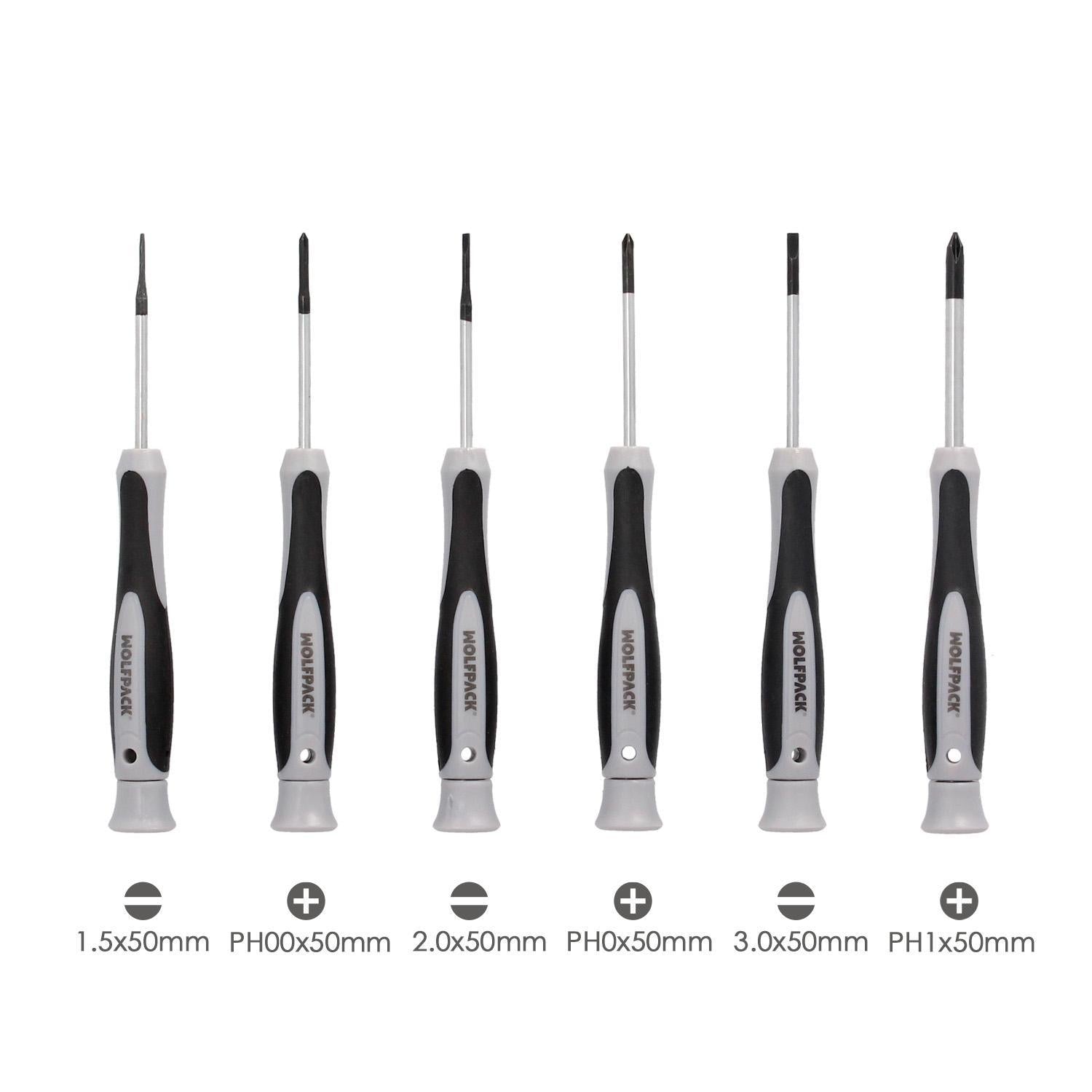 Juego Destornilladores De Precision Plus 6 Piezas, Puntas Imantadas, Acero Al Cromo Vanadio, Cabezal Giratorio