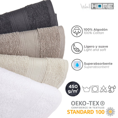 Toalla De Ducha 100% Algodón Topo 140x70 Cm.