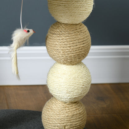 Pawhut Árbol Rascador Para Gatos Pequeño Con Nido 4 Bolas Ø40x48 Cm Gris Y Beige_3