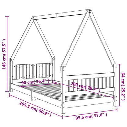 Vidaxl Estructura De Cama Para Niños Madera De Pino Blanco 90x200 Cm_2