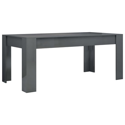 Mesa De Comedor Madera Contrachapada Gris Brillo 180x90x76 Cm_0