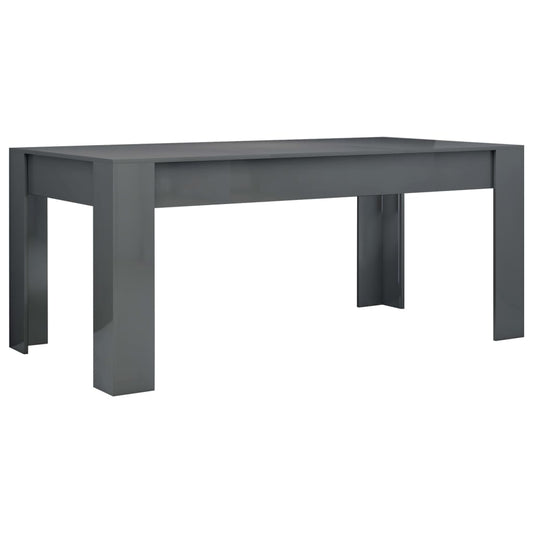 Mesa De Comedor Madera Contrachapada Gris Brillo 180x90x76 Cm_0