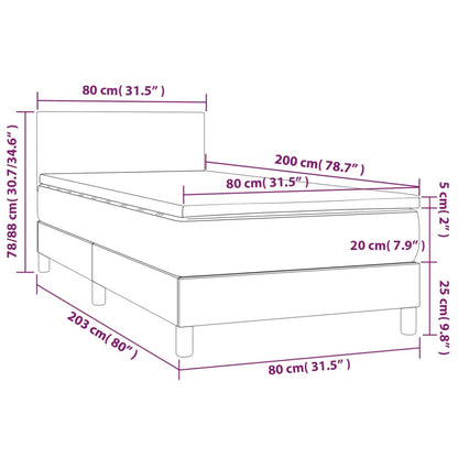 Cama Box Spring Con Colchón Y Led Tela Azul 80x200 Cm / Vetonek_3