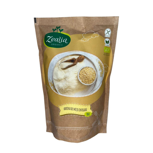 Farinha de millet integral biológica, sem glúten, 500 g. Zealia