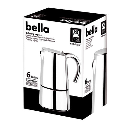 Cafetera Italiana Bra A170502 Cafetera 6 Tazas Bella Para 6 Tazas Inox_2