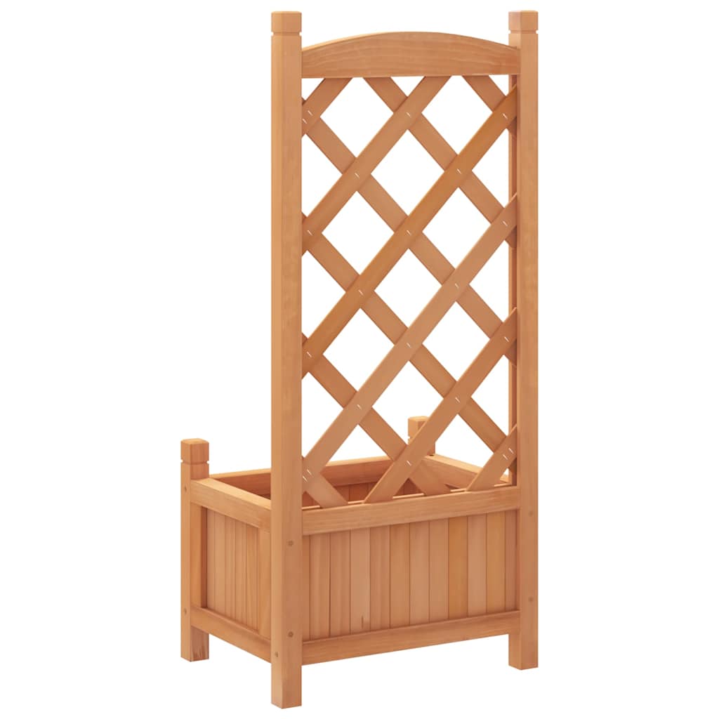 Jardinera Con Enrejado Marrón 40x30x90 Cm Madera Maciza De Abeto_5