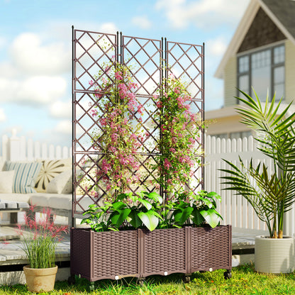 Outsunny Jardinera Con Enrejado Ruedas Para Cultivos Verduras 120x40x192 Cm_1