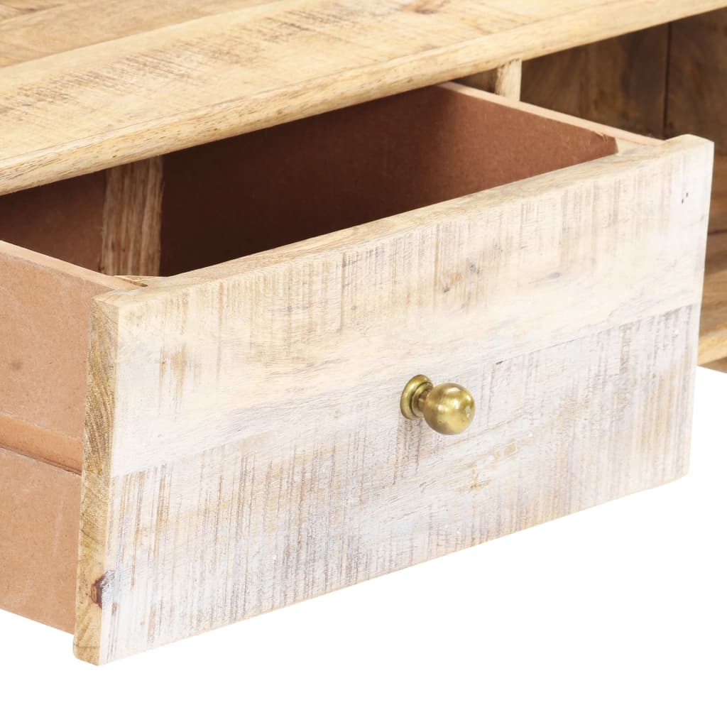 Mesa De Centro De Madera Maciza De Mango 88x60x40 Cm_2