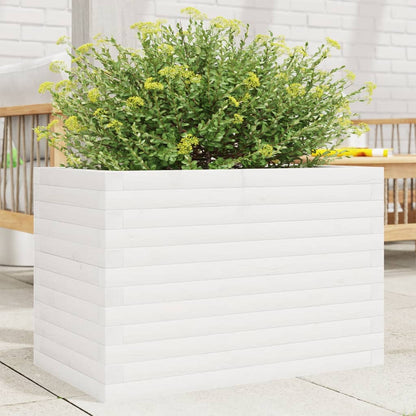 Jardinera De Madera Maciza De Pino Blanca 70x40x46 Cm_1