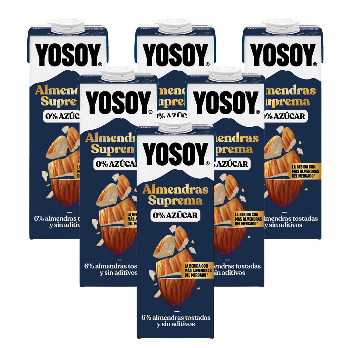 Embalagem de 6 bebidas YOSOY Supreme sem açúcar de amêndoa 1L