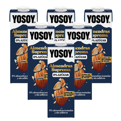 Embalagem de 6 bebidas YOSOY Supreme sem açúcar de amêndoa 1L