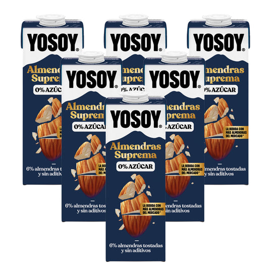 Embalagem de 6 bebidas YOSOY Supreme sem açúcar de amêndoa 1L