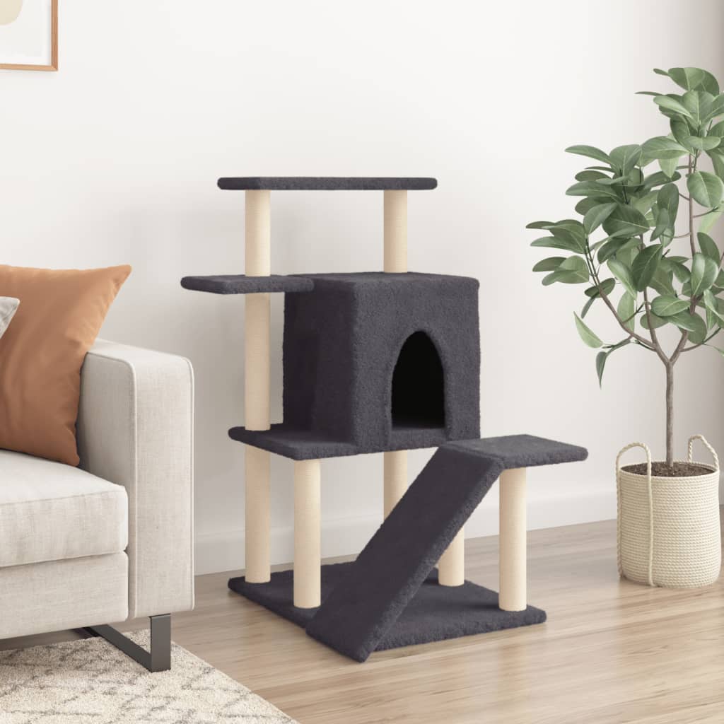 Rascador Para Gatos Con Postes De Sisal Gris Oscuro 97 Cm_2