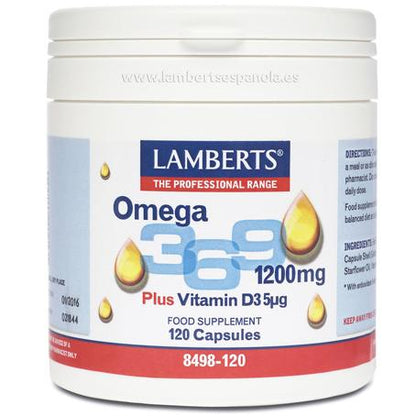 Ómega 3-6-9 com Vitamina D3 Lamberts 120 Cápsulas