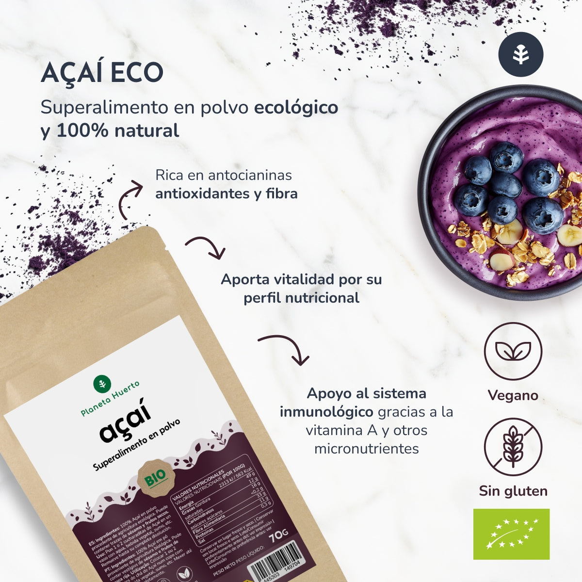 Açaí em pó ECO Planeta Huerto 70 gr