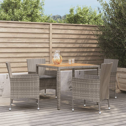 Vidaxl Set Comedor De Jardín 5 Piezas Con Cojines Ratán Sintético Gris_1