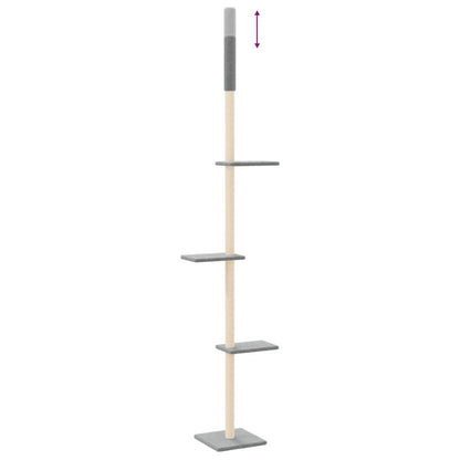 Vidaxl Árbol Rascador Gatos Suelo A Techo Gris Claro 267,5-297,5 Cm_5
