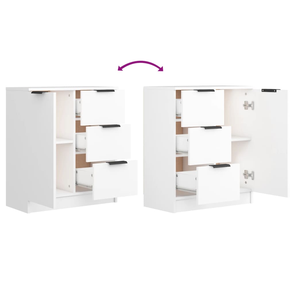 Aparador De Madera Contrachapada Blanco 60x30x70 Cm / Vetonek_2