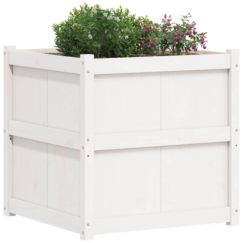 Jardinera De Madera Maciza De Pino Blanca 70x70x70 Cm_3