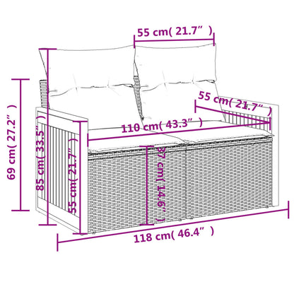 Set De Sofás De Jardín 11pzas Con Cojines Ratán Sintético Beige / Vetonek_4