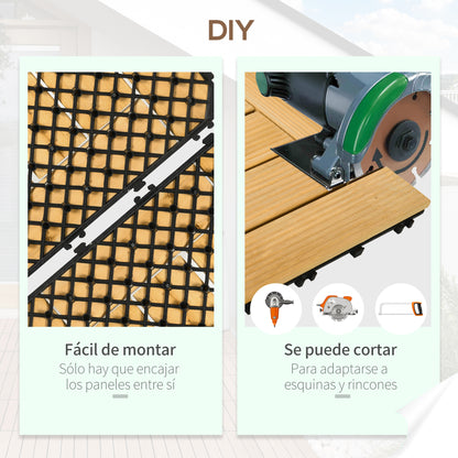 Outsunny Set De 27 Piezas Baldosas De Madera 30x30 Cm Área De 2,43m² Para Jardín_5