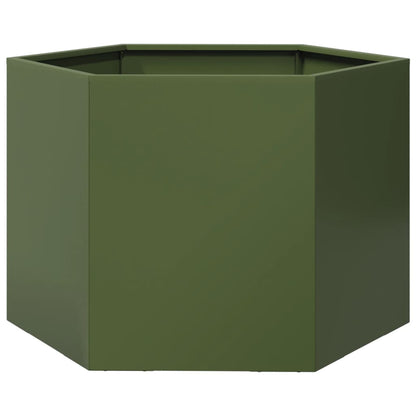 Jardinera Hexagonal De Acero Verde Oliva 69x60x45 Cm_5