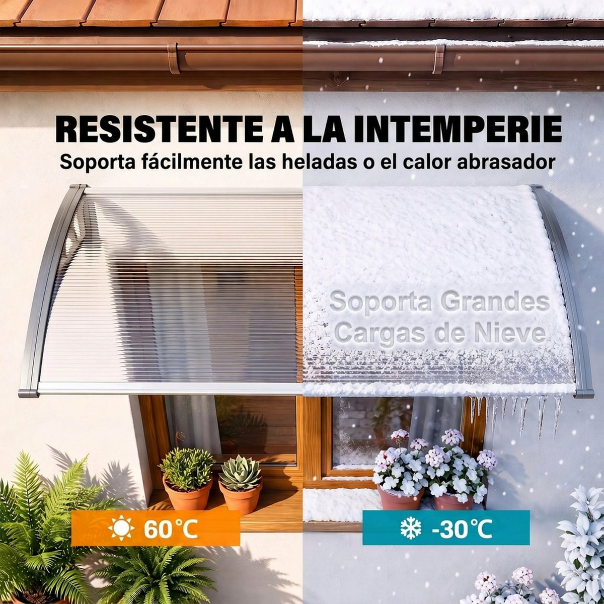Outsunny Tejadillo De Protección 110x60 Cm Para Puertas Y Ventanas Transparente_5