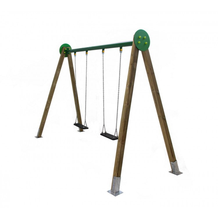 Columpio Doble De Madera Masgames Draco (asientos Planos) Superficie De Arena, Tierra O Cesped._1