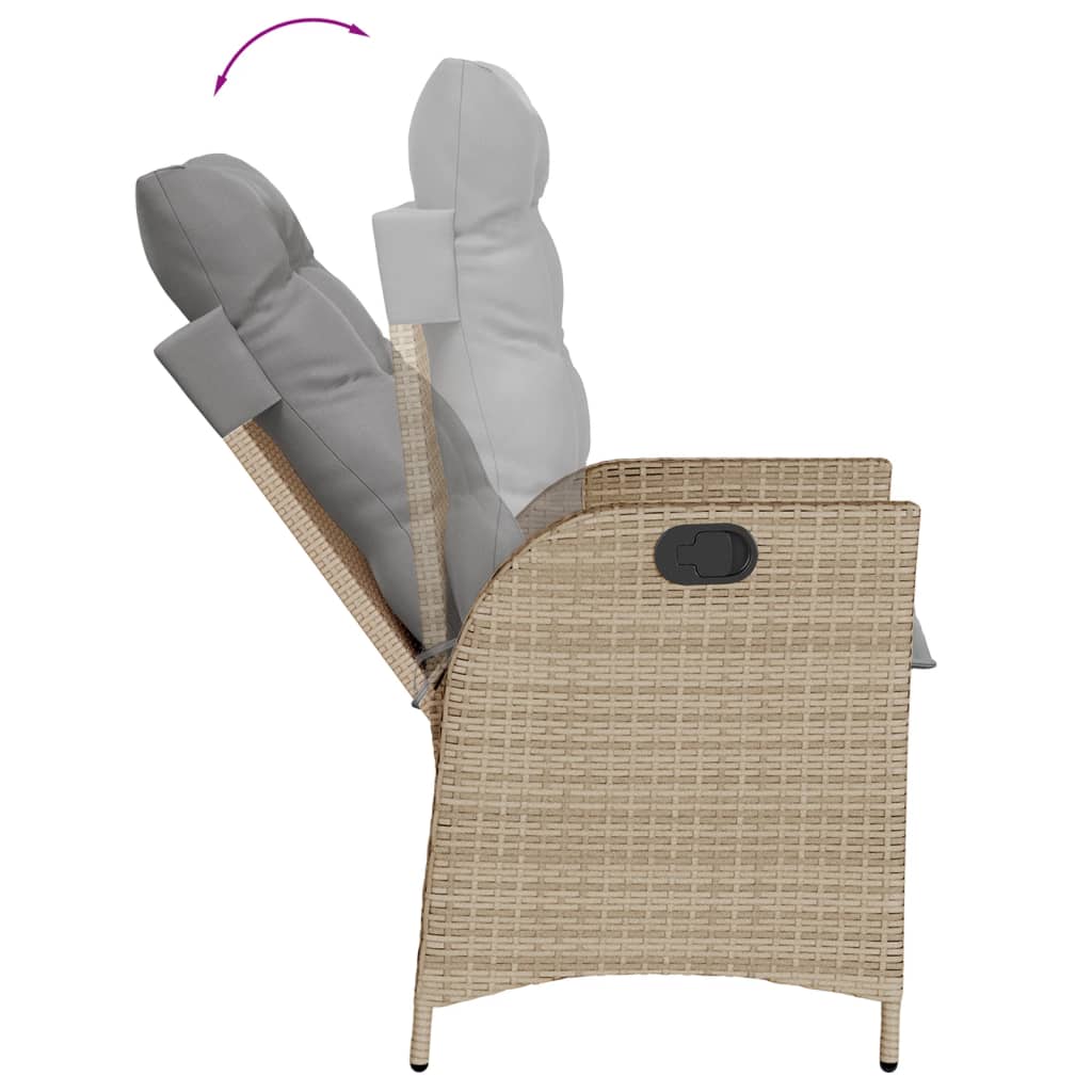 Set Comedor De Jardín 9 Pzas Con Cojines Ratán Sintético Beige / Vetonek_4