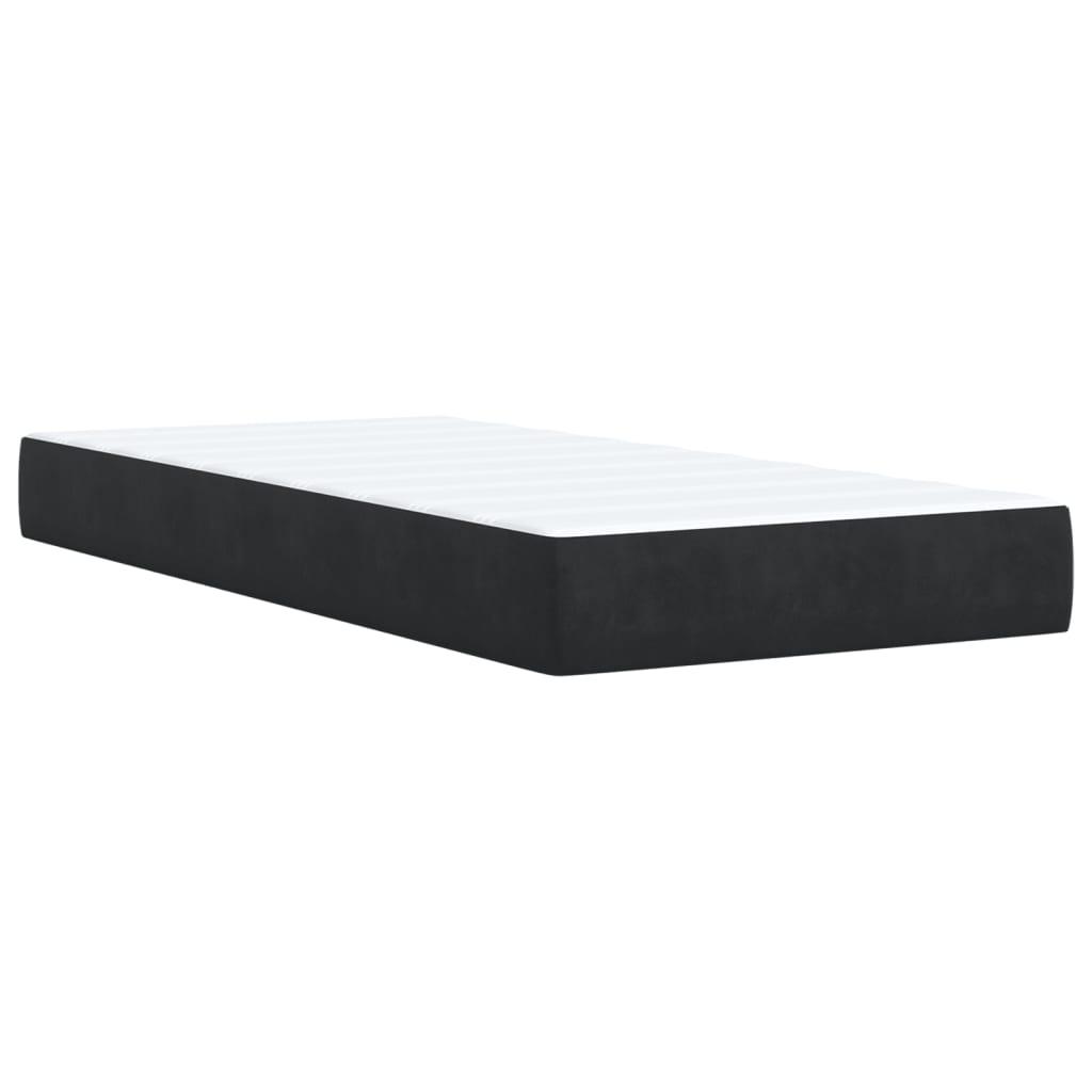 Cama Box Spring Con Colchón Terciopelo Negro 90x200 Cm / Vetonek_3