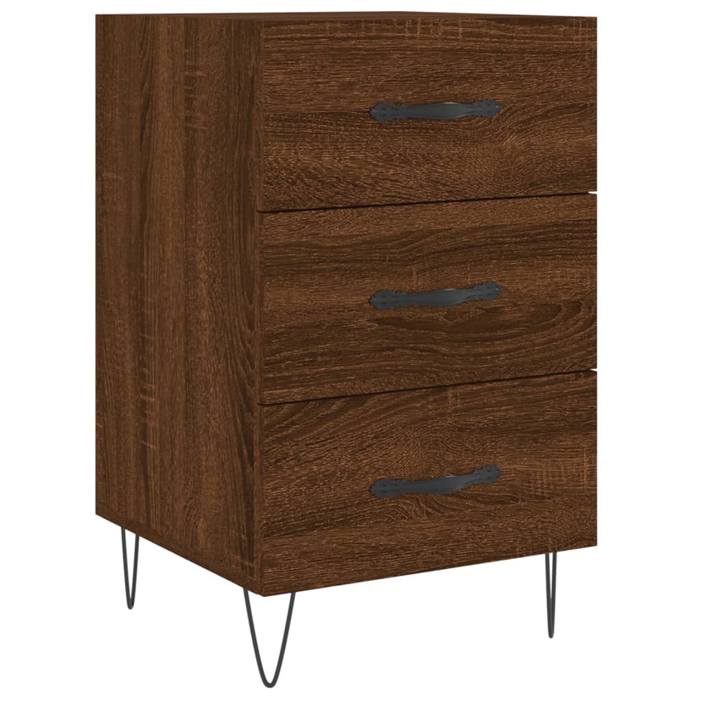 Mesita De Noche Madera De Ingeniería Marrón Roble 40x40x66 Cm_0