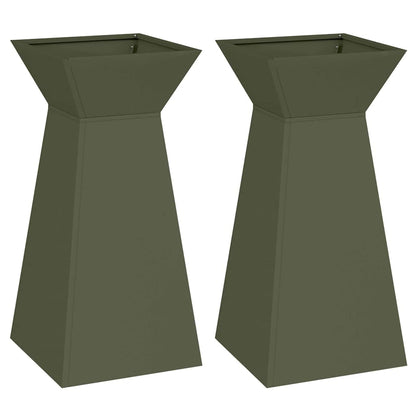 Maceta Pilar 2 Uds. Verde Oliva 35 X 35 X 73 Cm_0