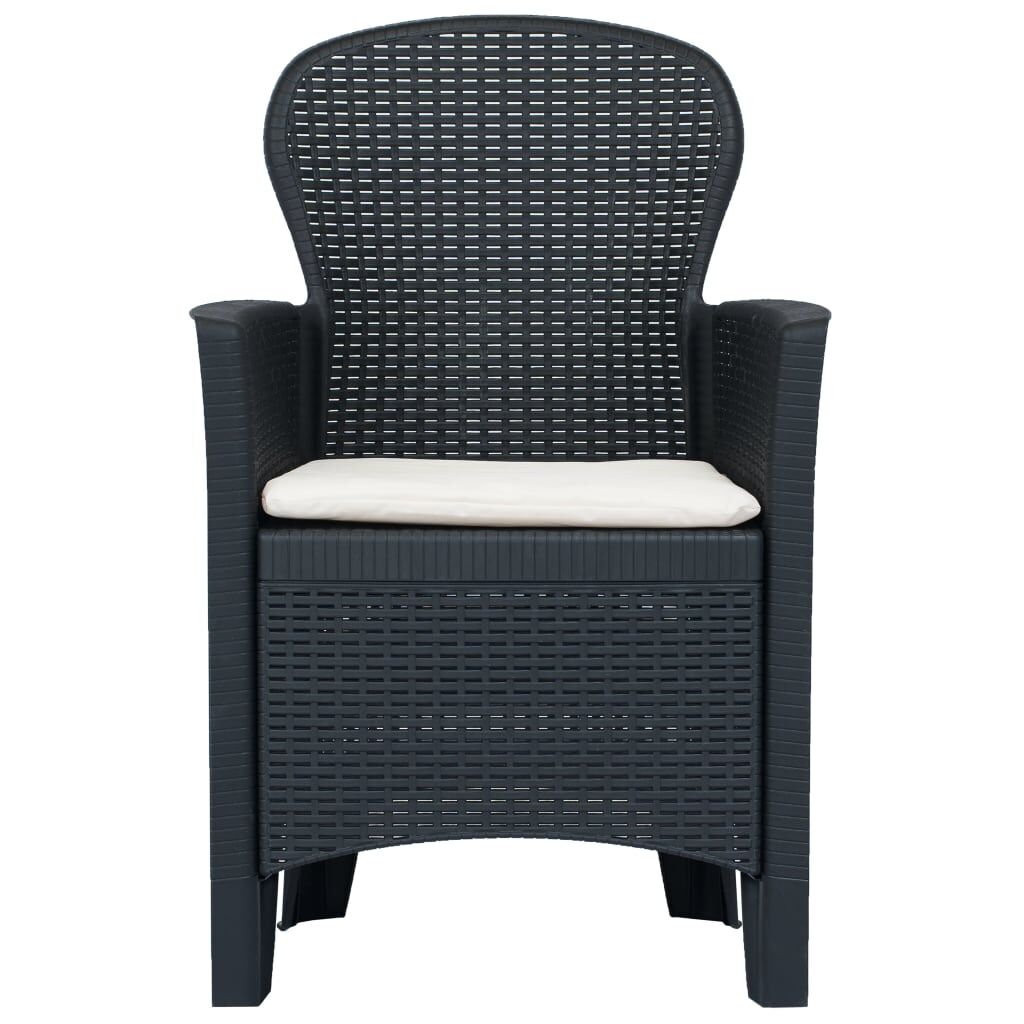 Vidaxl Comedor De Jardín 5 Pzas Plástico Gris Antracita Aspecto Ratán_3