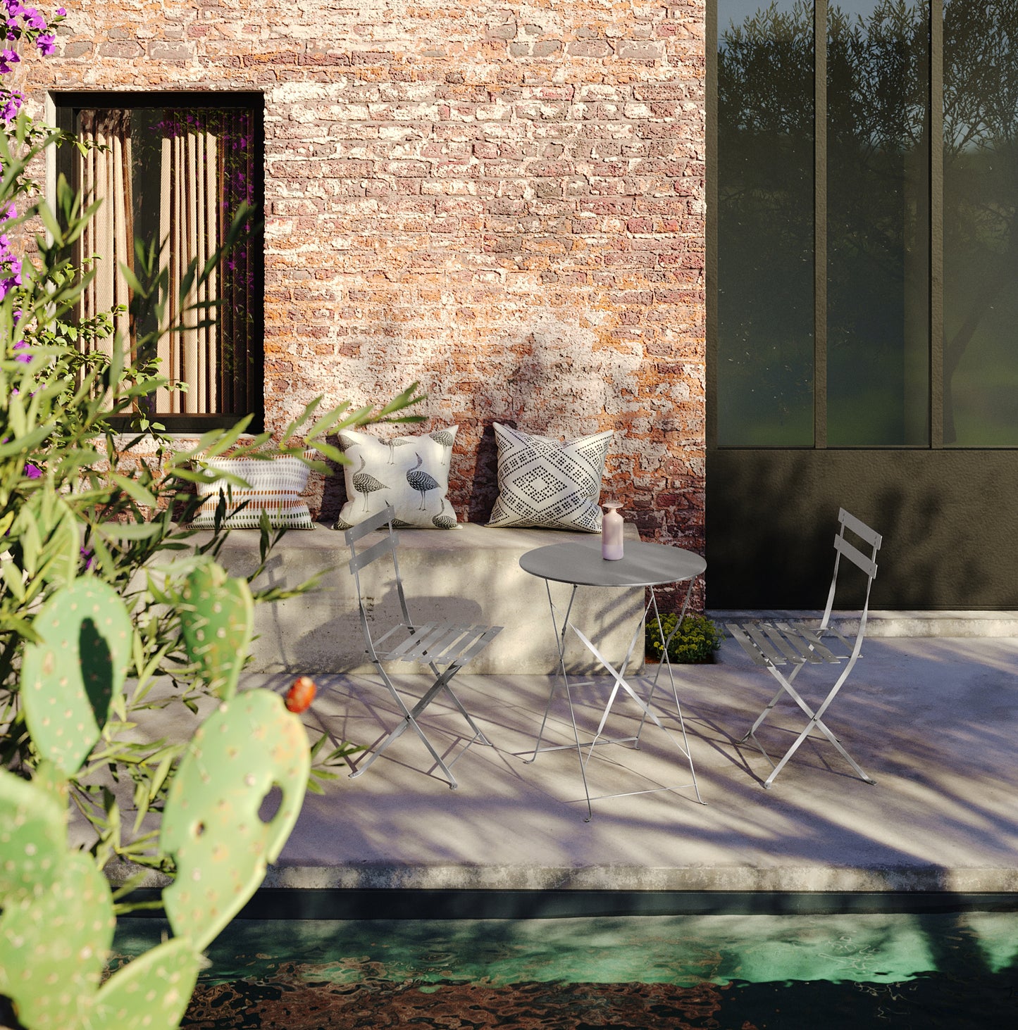 Lote De 2 Sillas De Jardín Plegables De Acero Gris - Muebles De Jardín - 41x46x80cm_4