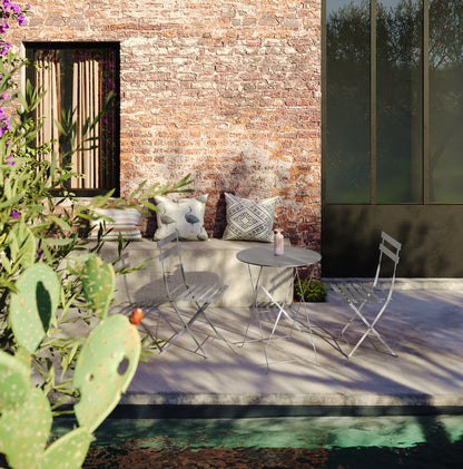 Lote De 2 Sillas De Jardín Plegables De Acero Gris - Muebles De Jardín - 41x46x80cm_4