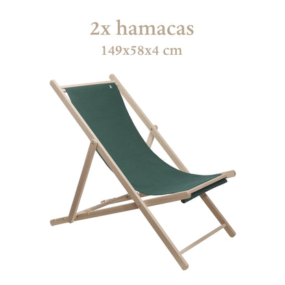 Set De 2 Hamacas Plegables De Madera De Haya, Verde Oscuro, Sin Brazos - Scalpers_1